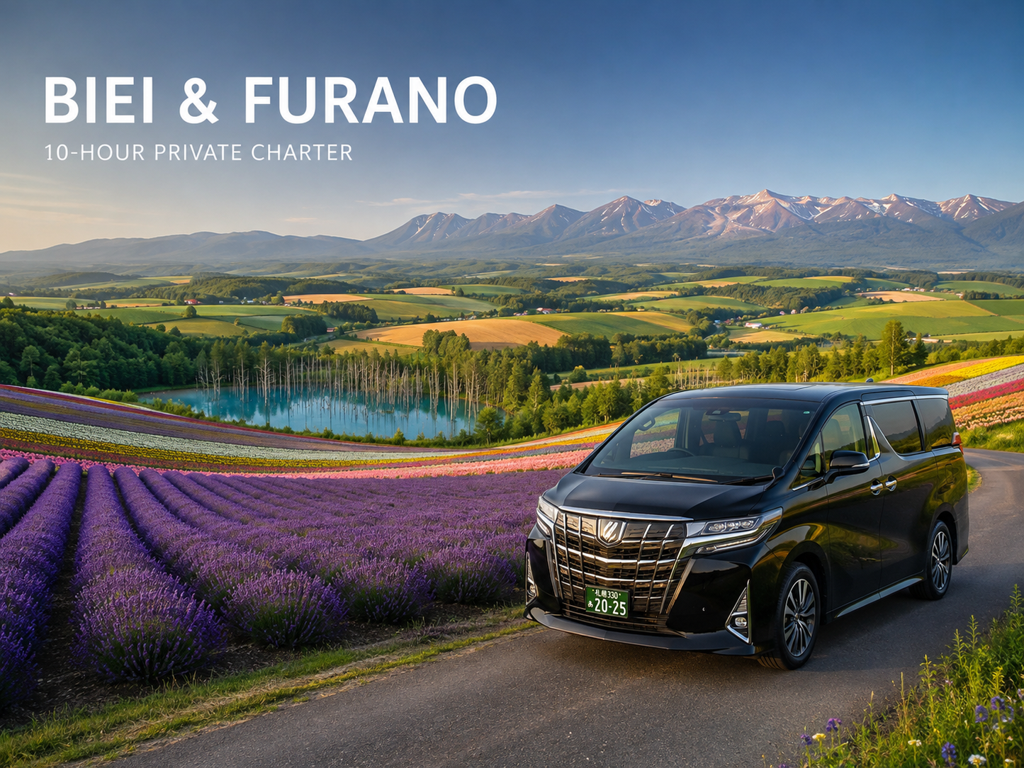 Sapporo to Biei and Furano private charter tour with Blue Pond in Hokkaido
